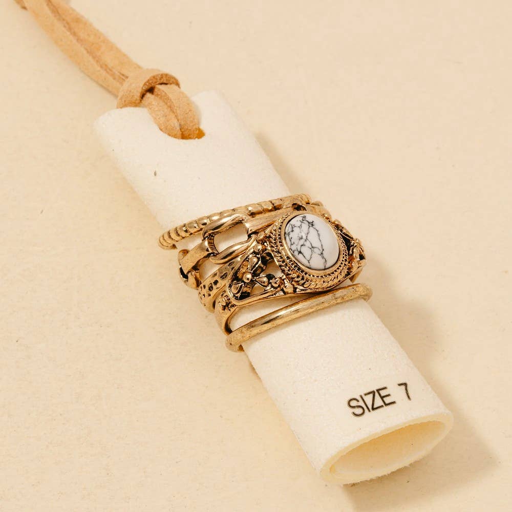 5Pc Western Band Rings Set