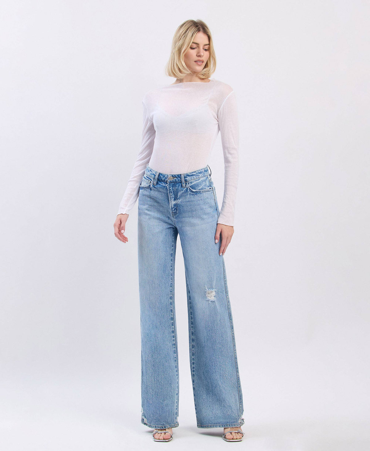 Vervet SUPER HIGH RISE BAGGY WIDE LEG JEANS