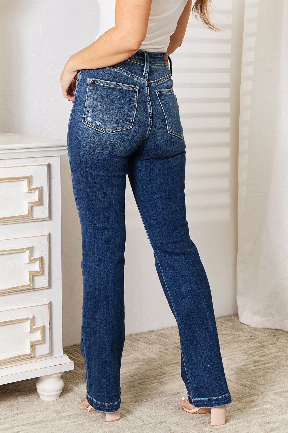 Judy Blue Mid Rise Hand Sand & Destroyed Bootcut Jeans