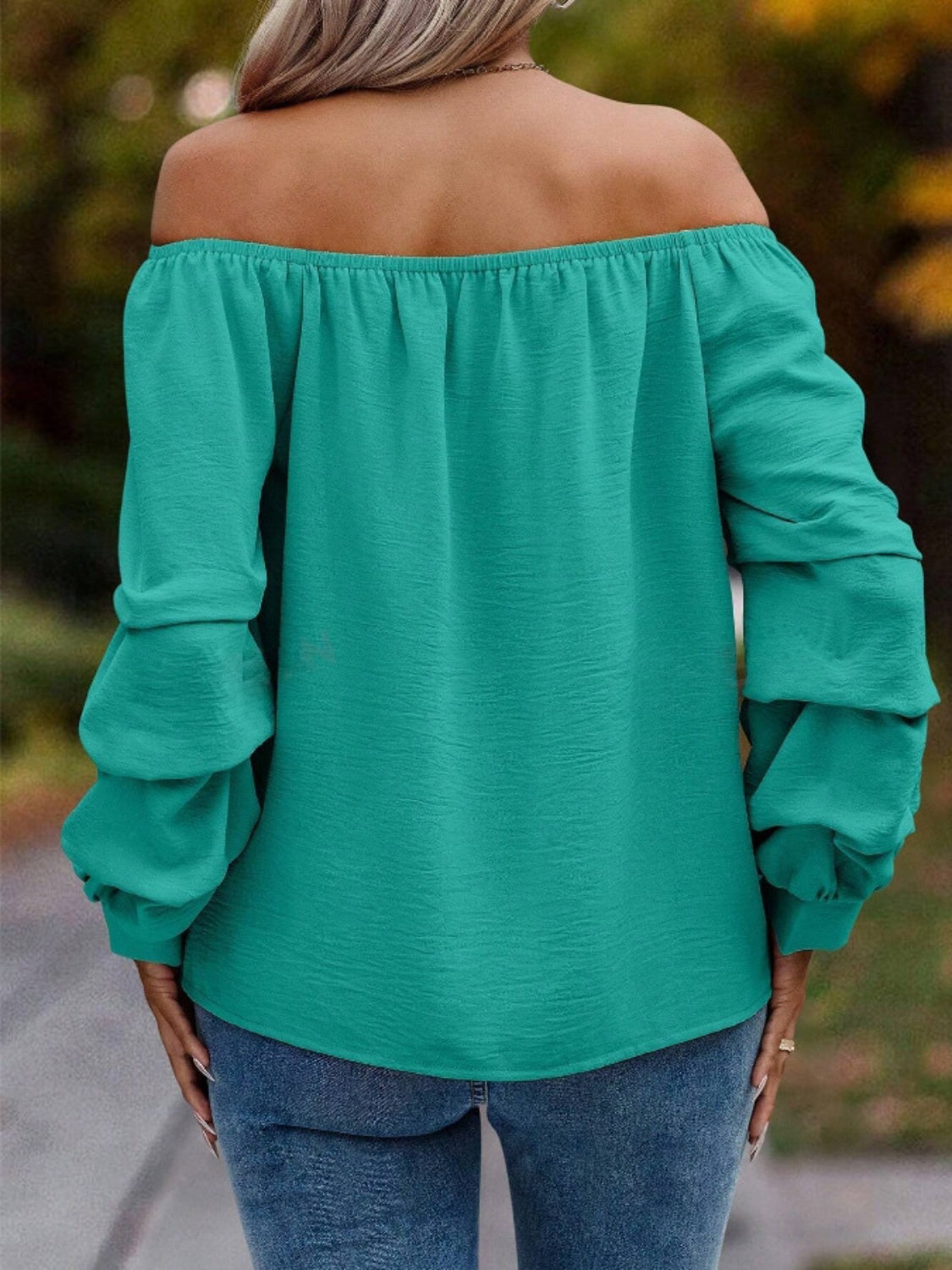 Off-Shoulder Long Sleeve Blouse