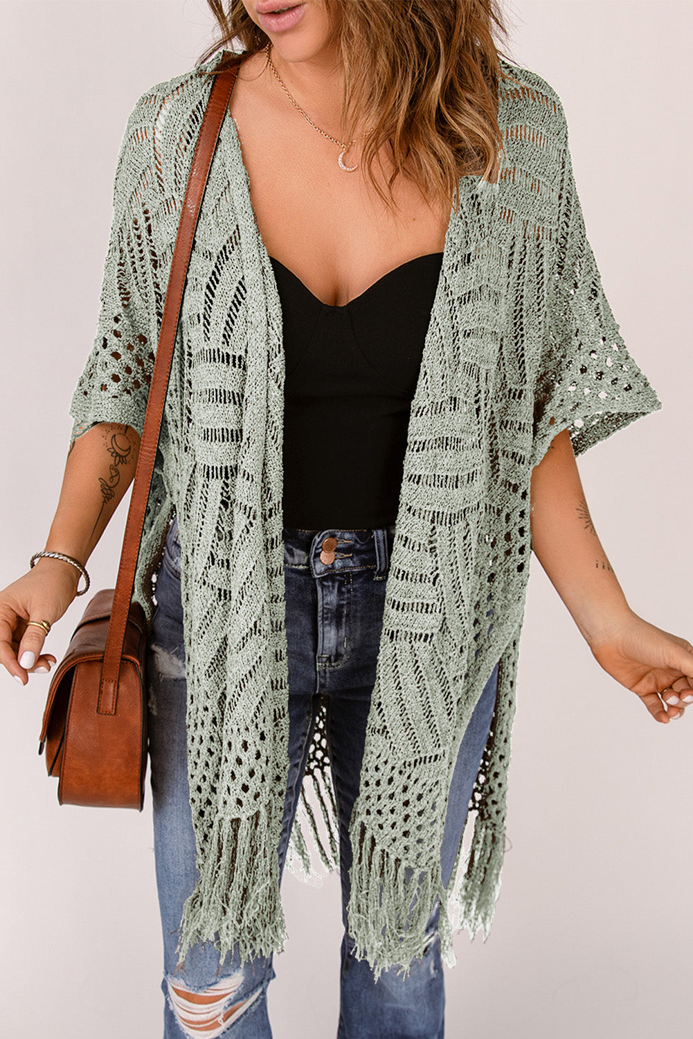 Openwork Fringe Cardigan