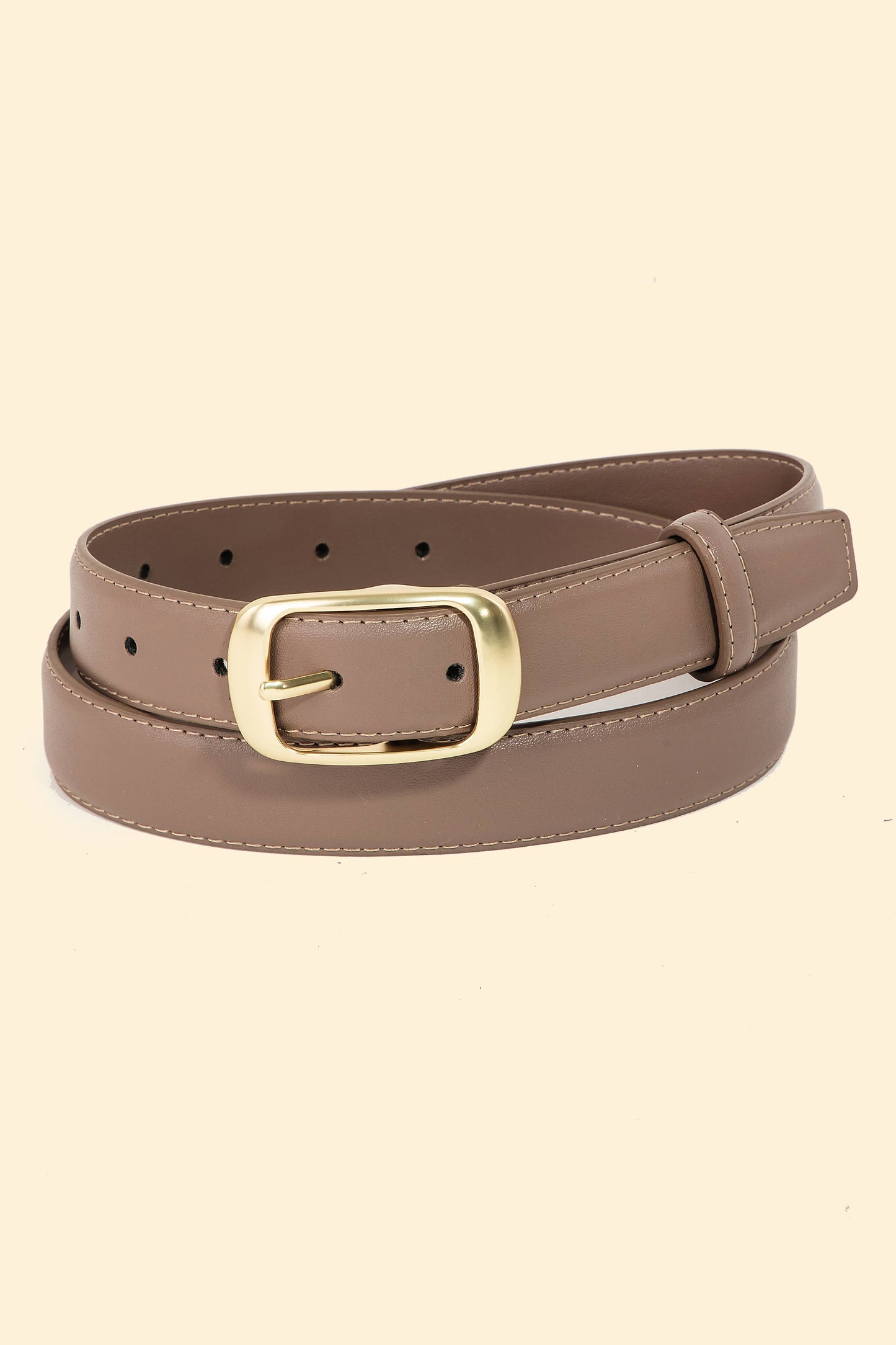 Rectangle Buckle Leather Belt