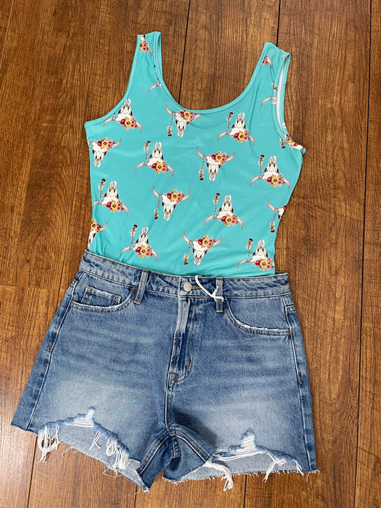 Teal Western Bodysuit