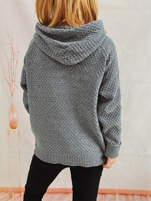 Quilted Long Sleeve  Hooded Sweater