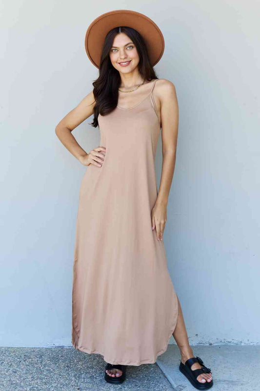 Side Slit Maxi Dress Khaki