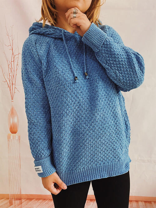 Quilted Long Sleeve  Hooded Sweater