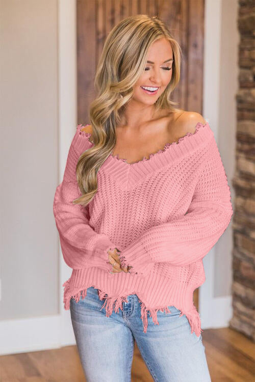 Frayed Hem Sweater