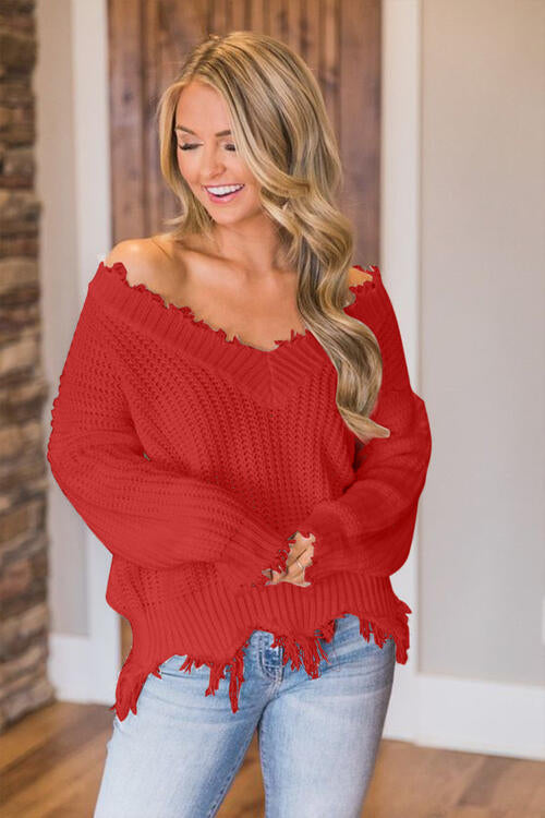 Frayed Hem Sweater