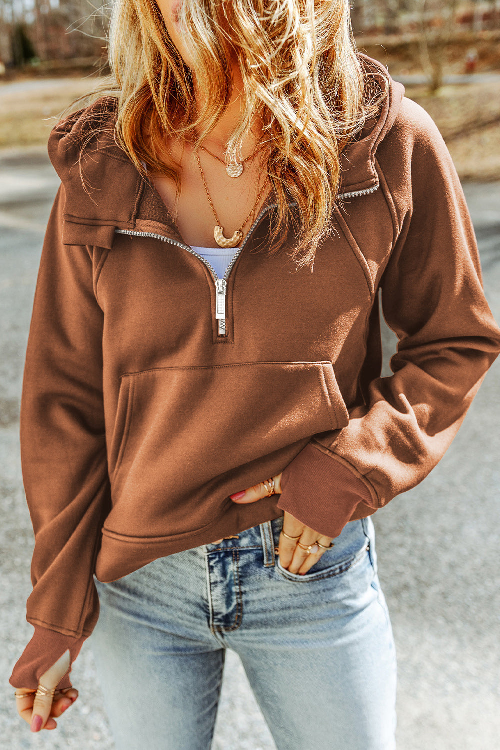 Drea Half-Zip Cropped Hoodie