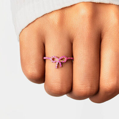 Sterling Silver Zircon Bow Ring