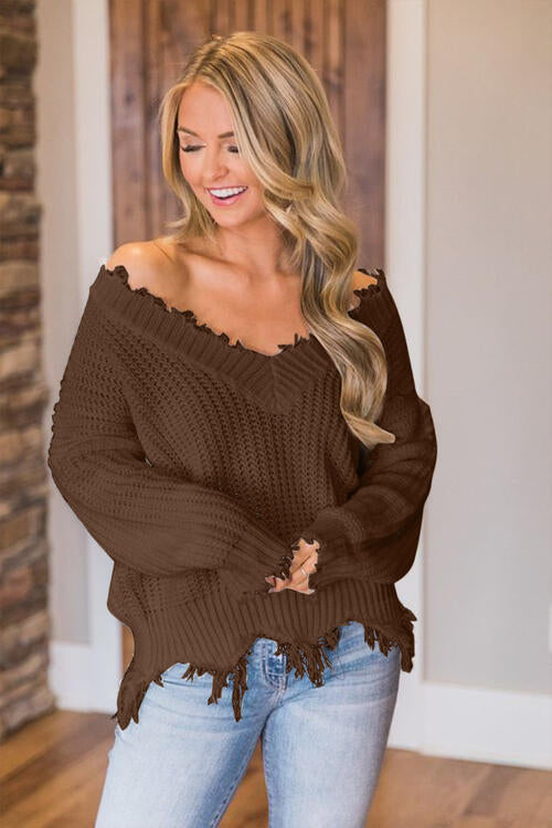 Frayed Hem Sweater