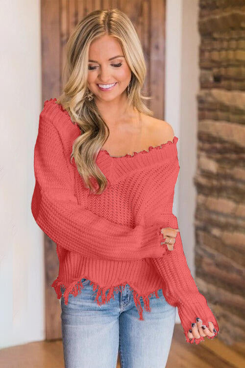 Frayed Hem Sweater