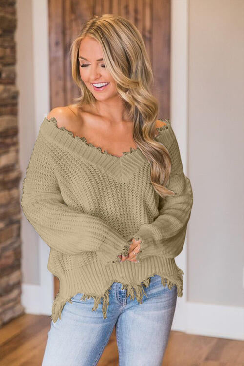 Frayed Hem Sweater