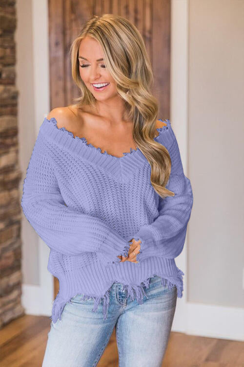 Frayed Hem Sweater