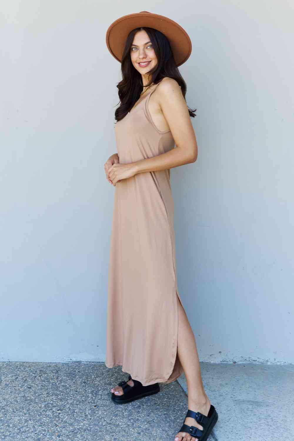 Side Slit Maxi Dress Khaki