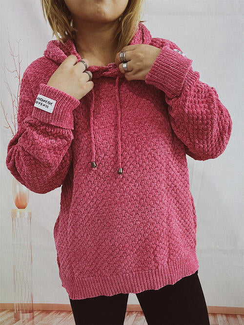 Quilted Long Sleeve  Hooded Sweater