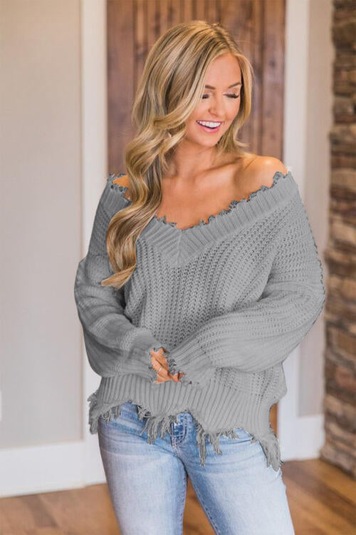 Frayed Hem Sweater