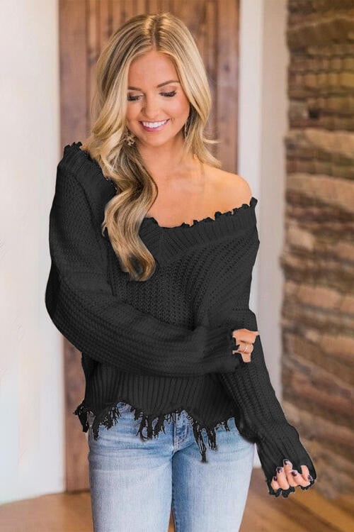 Frayed Hem Sweater