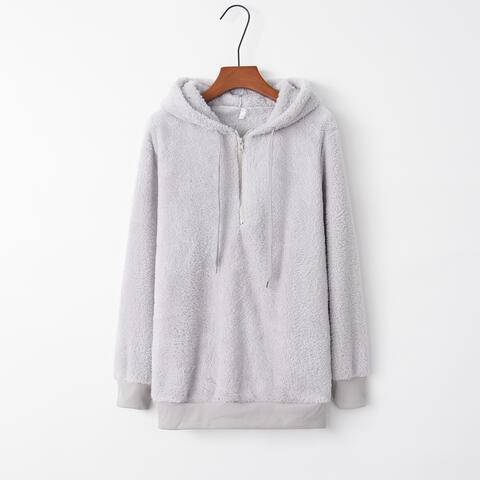 Quarter-Zip Teddy Bear Hoodie