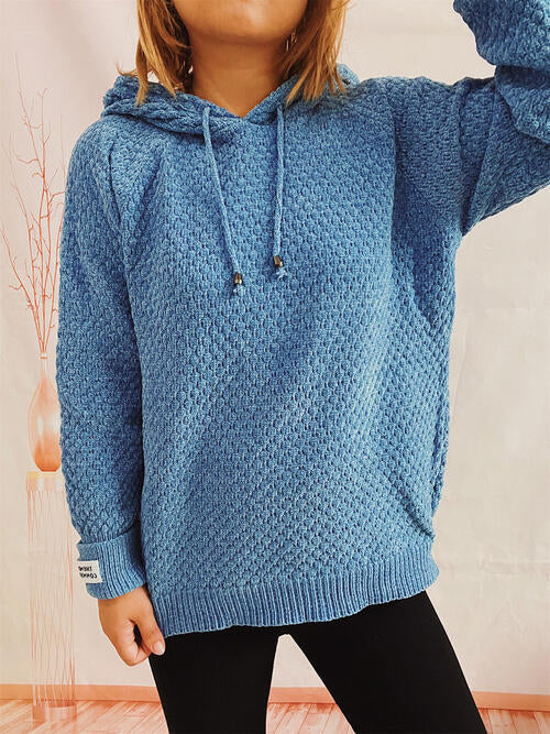 Quilted Long Sleeve  Hooded Sweater