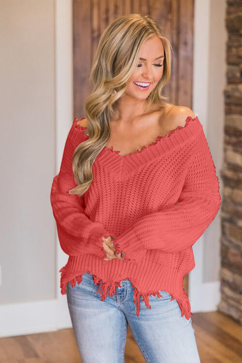 Frayed Hem Sweater