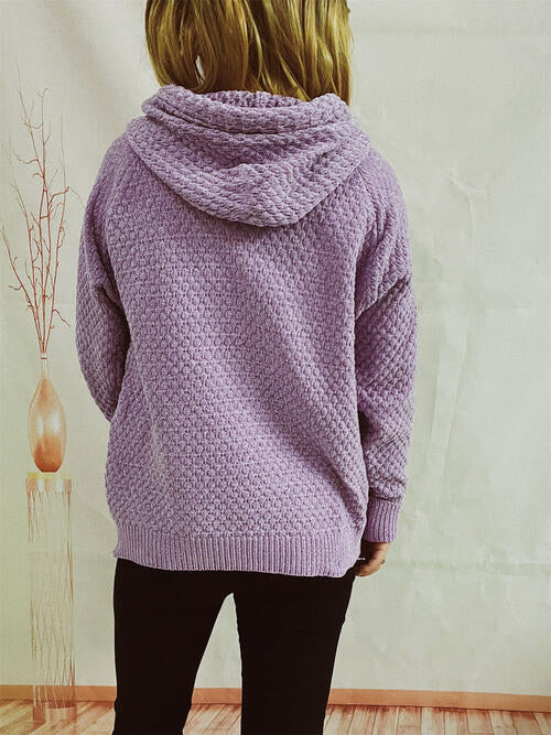 Quilted Long Sleeve  Hooded Sweater