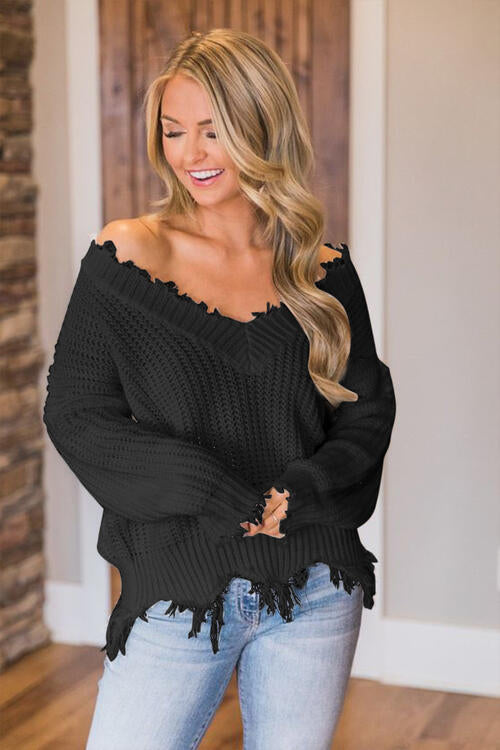 Frayed Hem Sweater