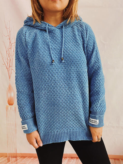 Quilted Long Sleeve  Hooded Sweater