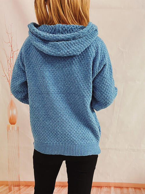 Quilted Long Sleeve  Hooded Sweater