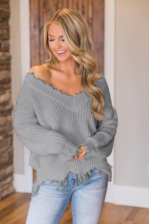 Frayed Hem Sweater