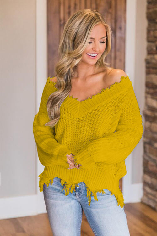 Frayed Hem Sweater