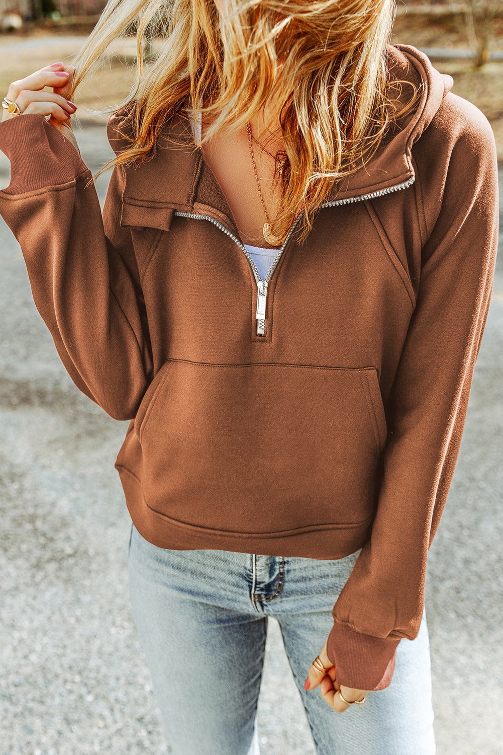 Drea Half-Zip Cropped Hoodie