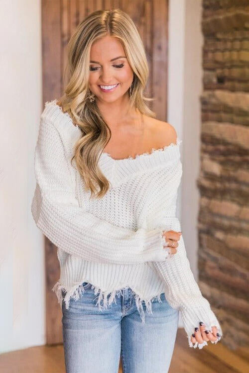 Frayed Hem Sweater