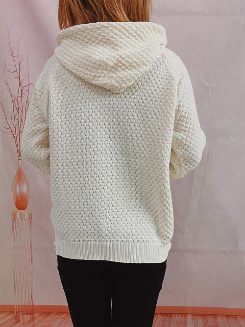 Quilted Long Sleeve  Hooded Sweater