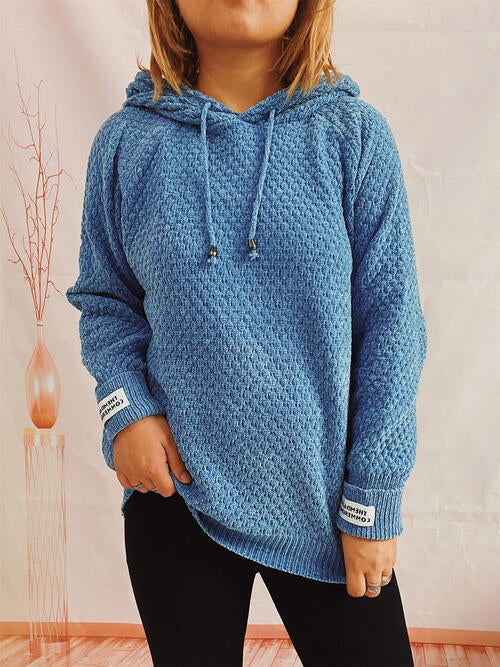 Quilted Long Sleeve  Hooded Sweater