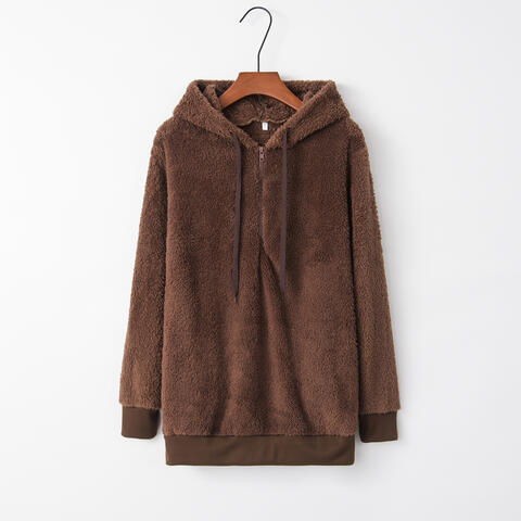 Quarter-Zip Teddy Bear Hoodie