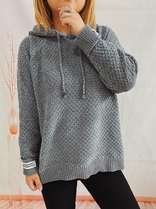 Quilted Long Sleeve  Hooded Sweater