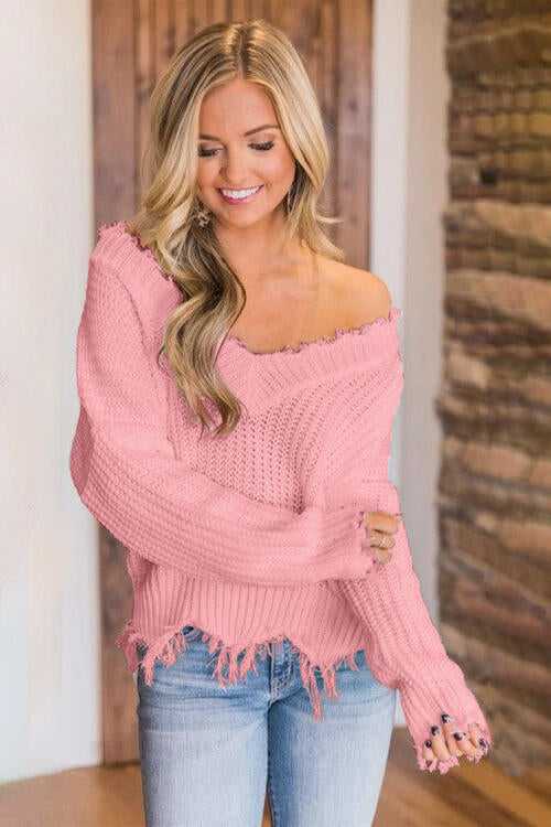 Frayed Hem Sweater