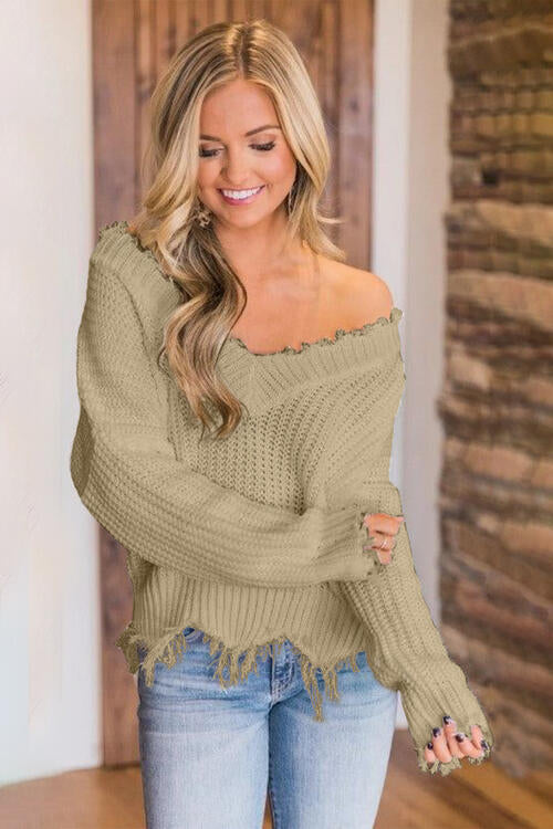 Frayed Hem Sweater