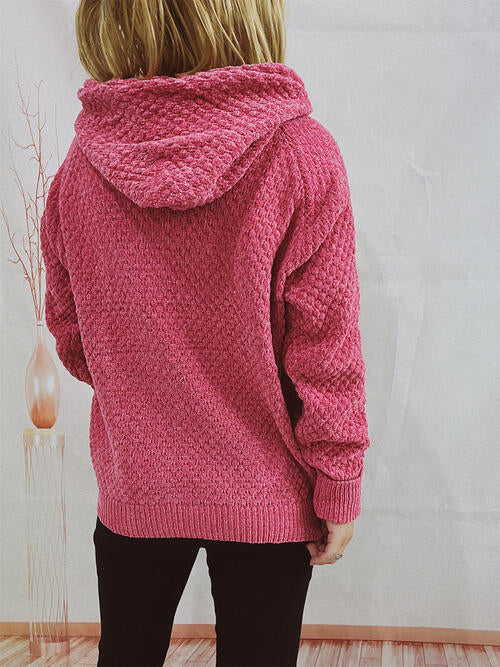 Quilted Long Sleeve  Hooded Sweater