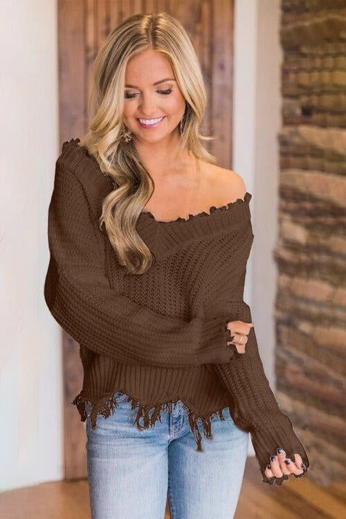 Frayed Hem Sweater