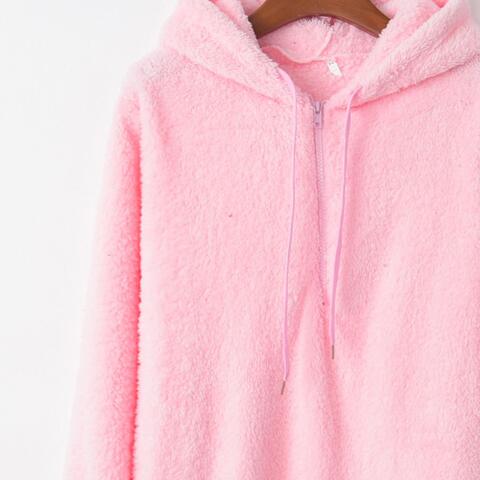 Quarter-Zip Teddy Bear Hoodie