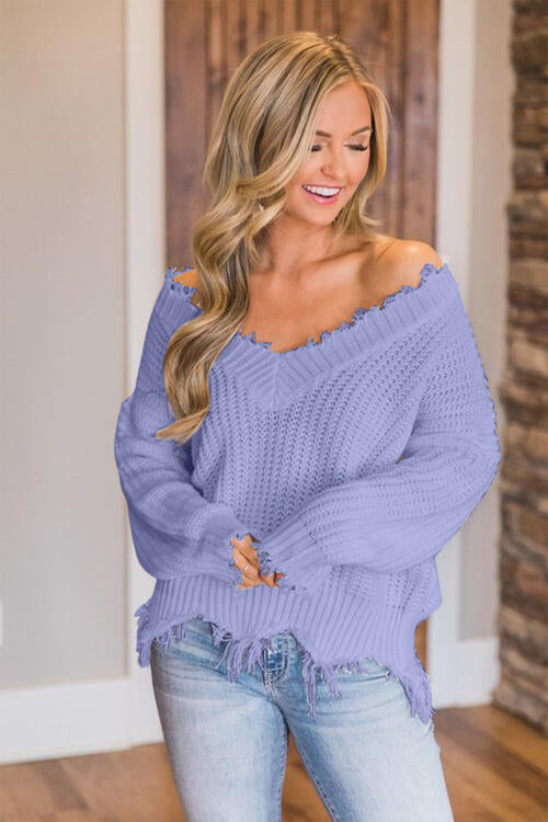 Frayed Hem Sweater