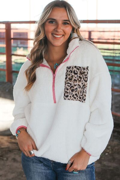 Half Zip Leopard Sweatshirt