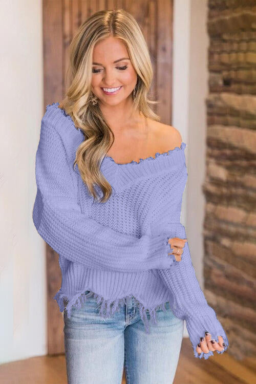 Frayed Hem Sweater