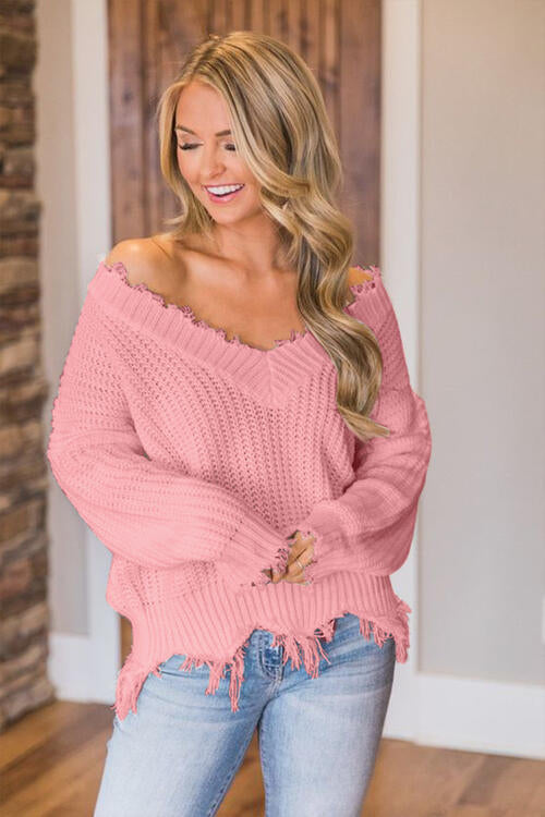 Frayed Hem Sweater