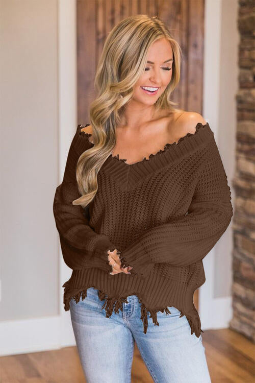 Frayed Hem Sweater